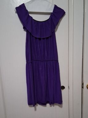 Some stains that will probably come out in the  Purple Ruffle Off-Shoulder Dress